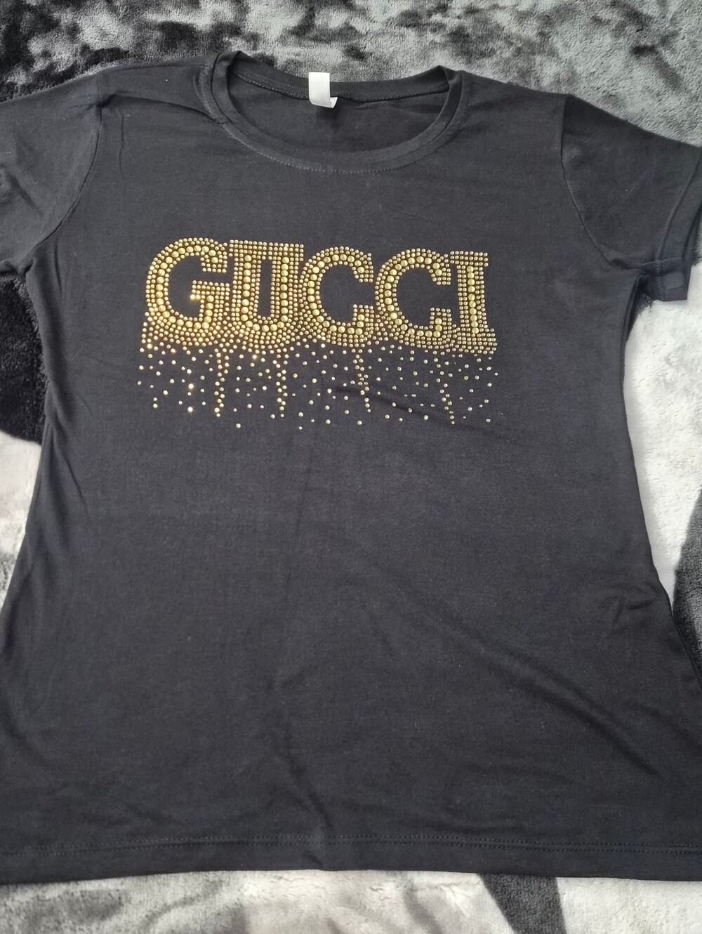 Black Tee with Gold Studded Drip Logo